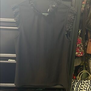 White House Black Market Black Textured Blouse